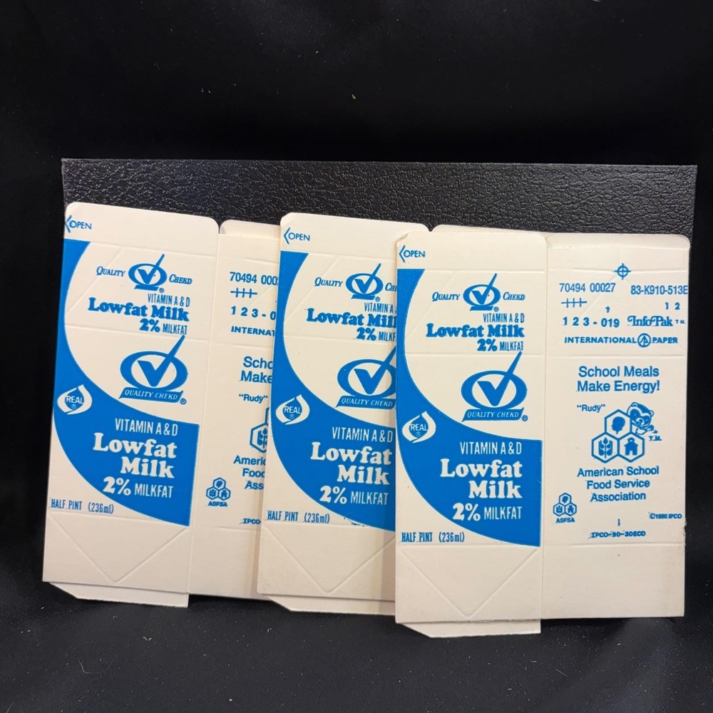 Vintage 1990 Quality Chekd Milk Carton Rudy Raccoon School Lunch Ephemera Blue